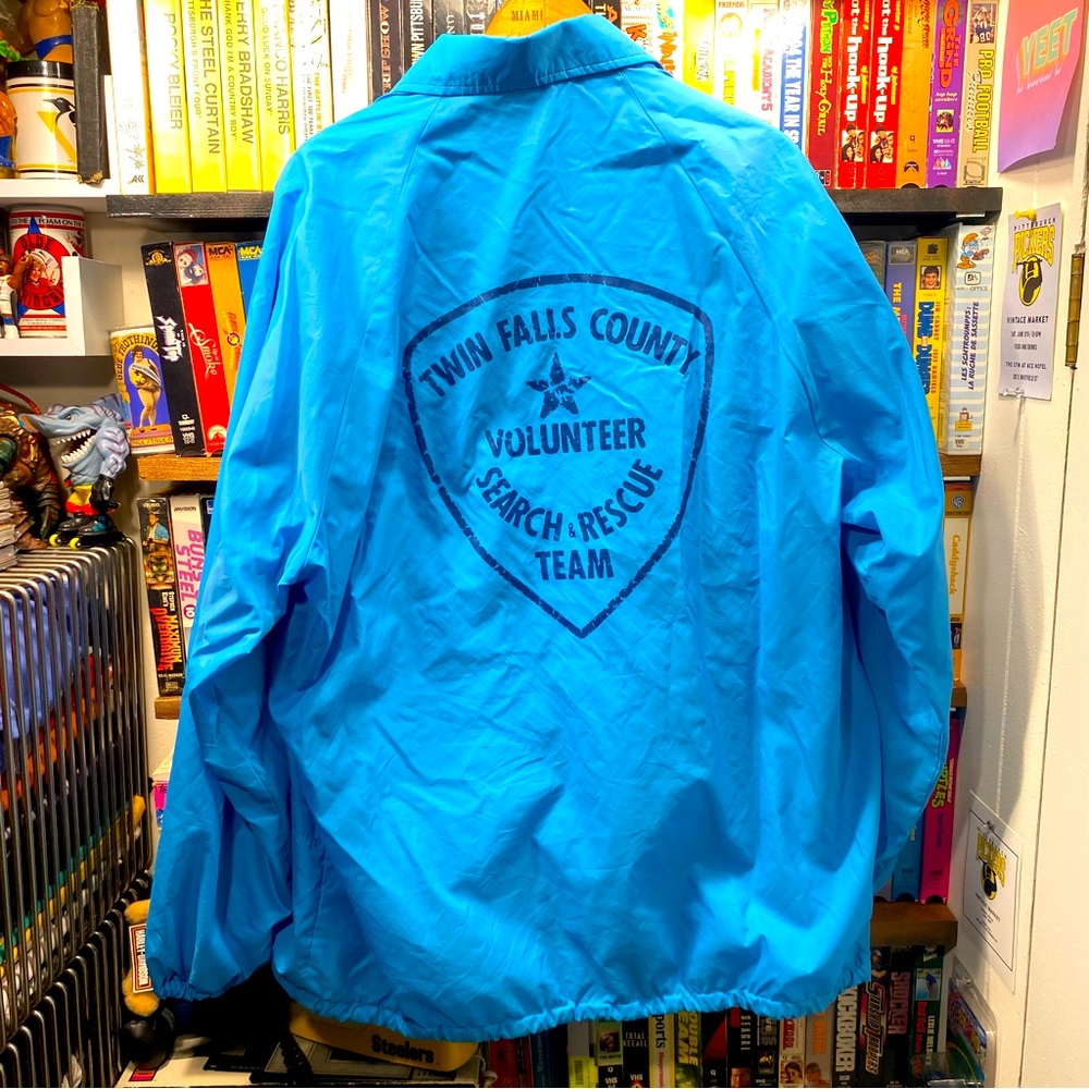XL VINTAGE TWIN FALLS IDAHO SEARCH AND RESCUE LINED BUTTON WINDBREAKER